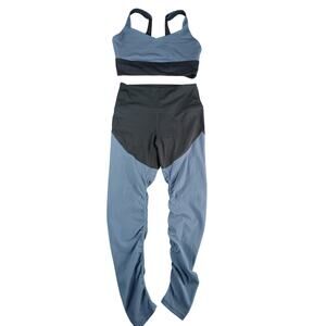 Zyia Active Bra & Leggings Athletic Set Women 6-8 Medium Blue Adjustable Straps